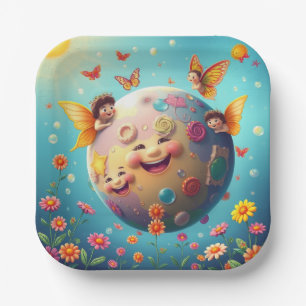 Happy Planet Rechteckpapierplatte Pappteller