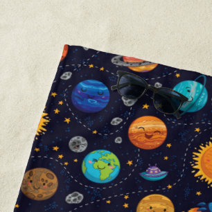 Happy Planets Beach Handtuch