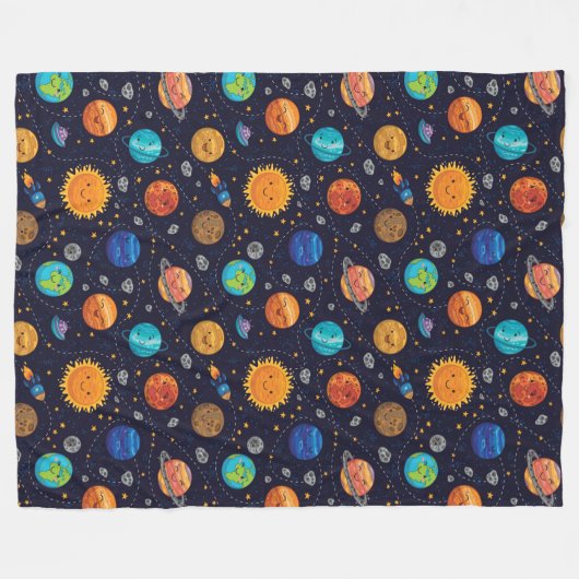 Happy Planets Fleece Blanket (Vorderseite (Horizontal))
