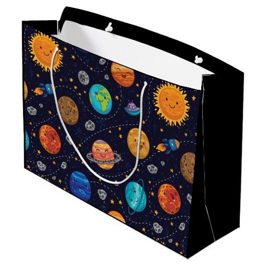 Happy Planets Geschenktasche Große Geschenktüte (Rückseite Schrägansicht)