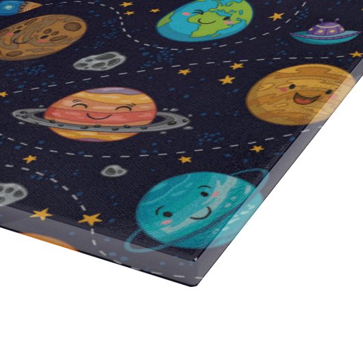 Happy Planets Glass Cutting Board Schneidebrett (Ecke)