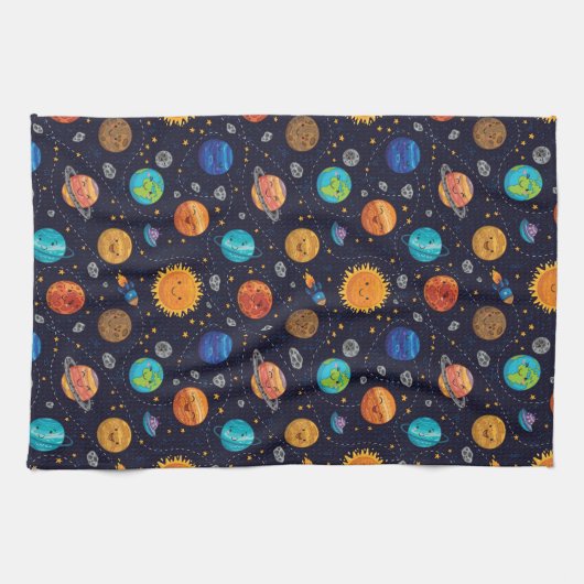 Happy Planets Kitchtuch Geschirrtuch (Horizontal)