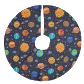 Happy Planets Tree Skirt Leinenimitat Weihnachtsbaumdecke (Vorderseite)