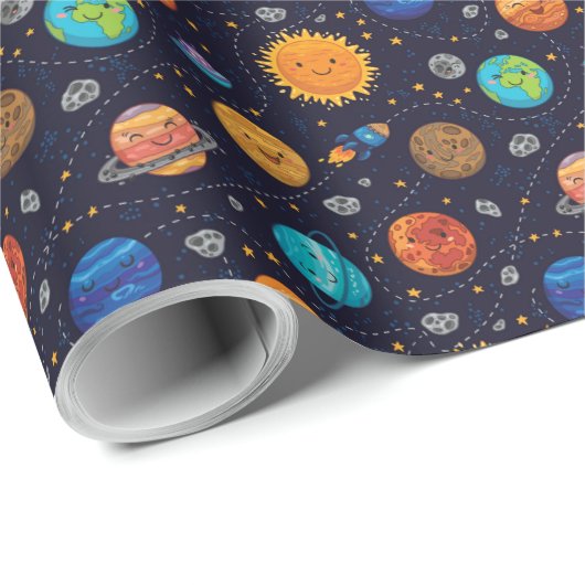 Happy Planets Wrapping Paper Geschenkpapier (Rolleneckpunkt)