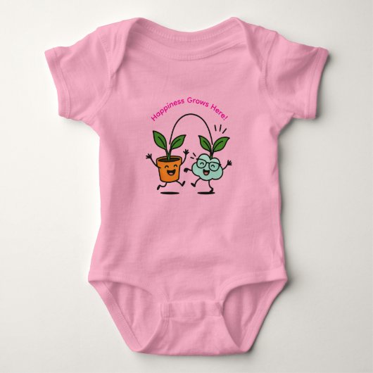 Happy Plants Baby Bodysuit – Happiness Grows Here Baby Strampler (Vorderseite)