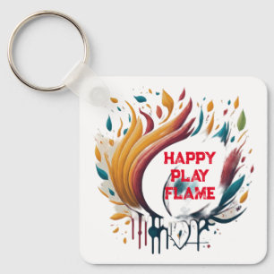 Happy Play Flame & Danke Design Schlüsselanhänger