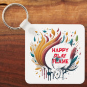 Happy Play Flame & Danke Design Schlüsselanhänger (Vorderseite)