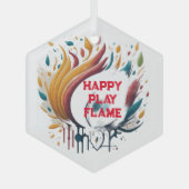 Happy Play Flame Design Ornament Aus Glas (Vorderseite)