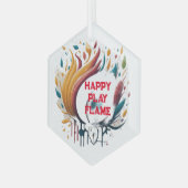 Happy Play Flame Design Ornament Aus Glas (Vorderseite Links)