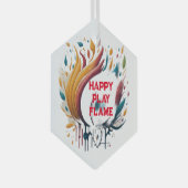 Happy Play Flame Design Ornament Aus Glas (Vorderseite Rechts)