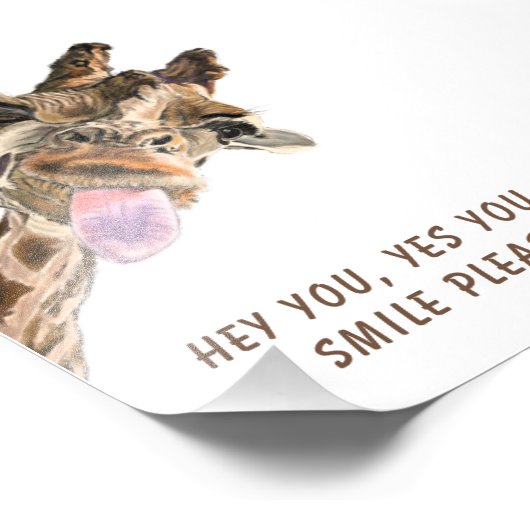 Happy Playful Giraffe Custom Text Funny Poster (Ecke)