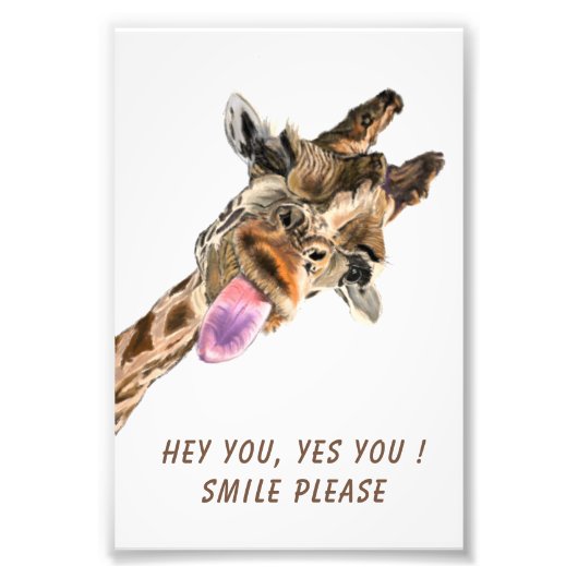Happy Playful Giraffe Custom Text Funny Poster (Vorne)