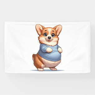 Happy Playful Pup Big Bly Corgi lächelt T-Shirt lu Banner