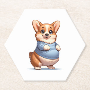 Happy Playful Pup Big Bly Corgi lächelt T-Shirt lu Untersetzer