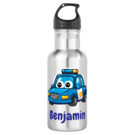Happy Police Car, Boys, Personalized Water Bottle Edelstahlflasche