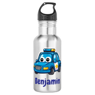 Happy Police Car, Boys, Personalized Water Bottle Edelstahlflasche