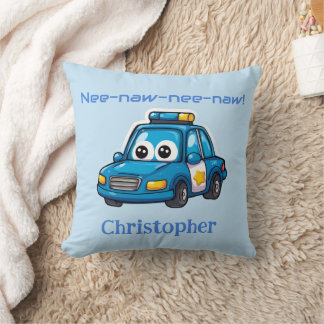 Happy Police Car, Personalized Toddler  Kissen