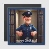 Happy Policeman Birthday Magnetkarte (Vorne/Hinten)