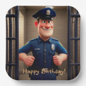 Happy Policeman Birthday Pappteller (Vorderseite)