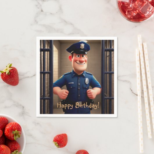 Happy Policeman Birthday Serviette (Beispiel)
