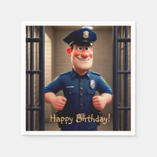 Happy Policeman Birthday Serviette