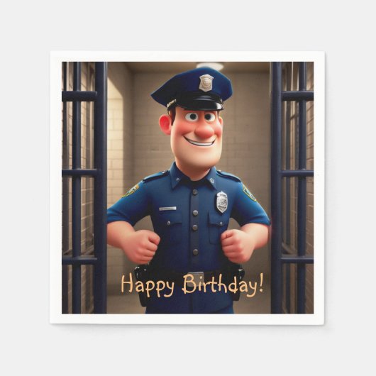 Happy Policeman Birthday Serviette (Vorderseite)