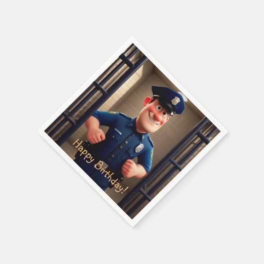 Happy Policeman Birthday Serviette (Ecke)