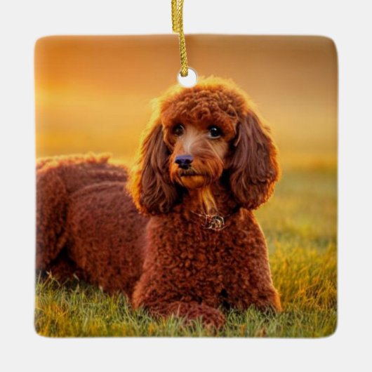 Happy Poodle Keramikornament (Vorderseite)