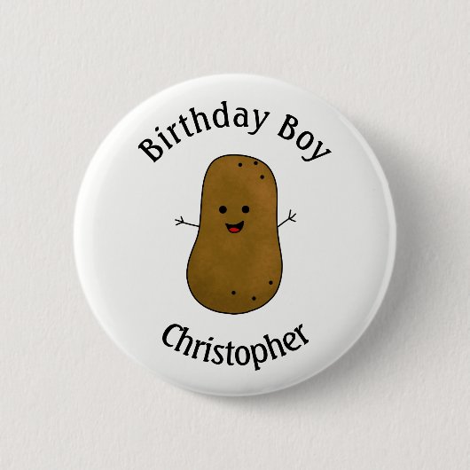 Happy Potato Geburtstag Personalisiert Button (Vorderseite)
