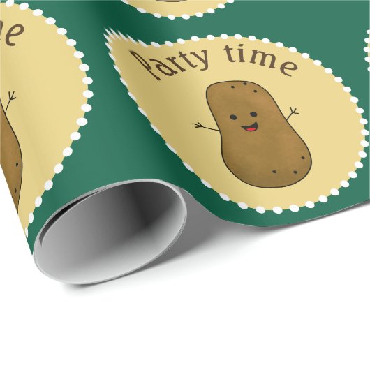 Happy Potato Party Time Geschenkpapier (Rolleneckpunkt)