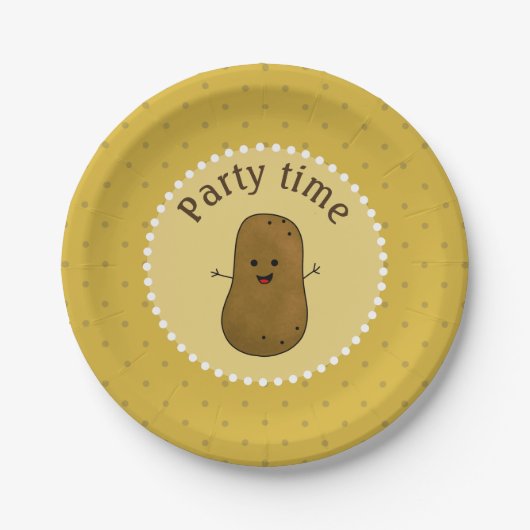 Happy Potato Party Time Pappteller (Vorderseite)