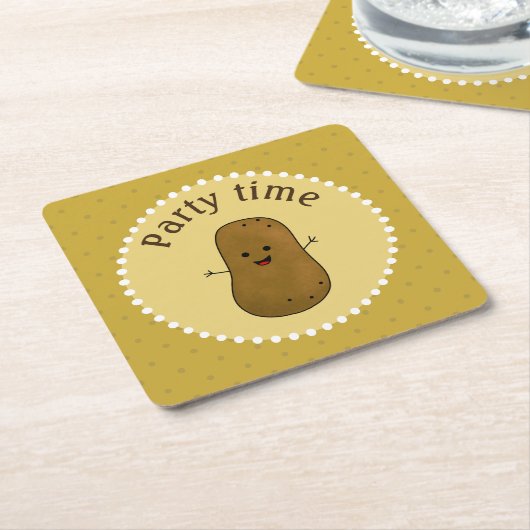 Happy Potato Party Time Rechteckiger Pappuntersetzer (angewinkelt)