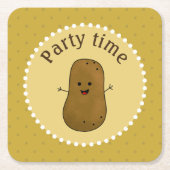 Happy Potato Party Time Rechteckiger Pappuntersetzer (Vorderseite)