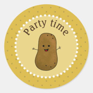 Happy Potato Party Time Runder Aufkleber