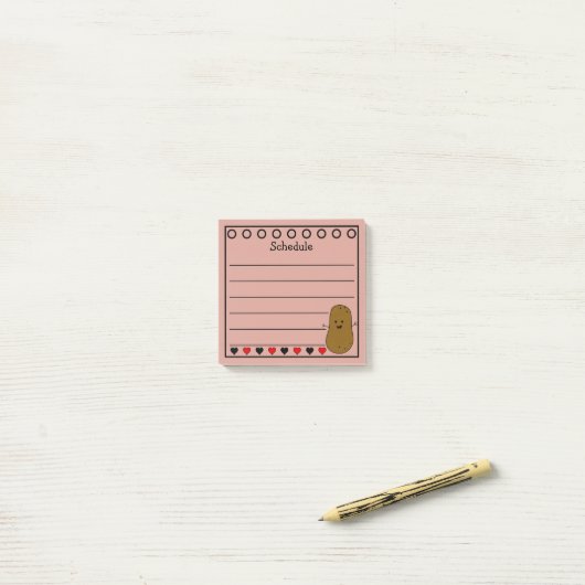 Happy Potato Schedule Pink Post-it Klebezettel (Auf Schreibtisch)