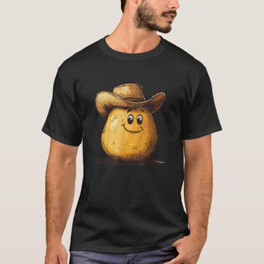 Happy Potato with Cowboy Hat Costume  T-Shirt (Vorderseite)