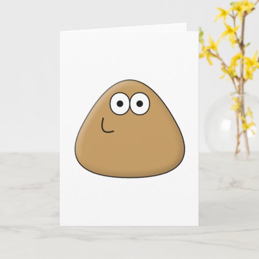 Happy Pou - Grußkarte vertikal Karte (Gelbe Blume)