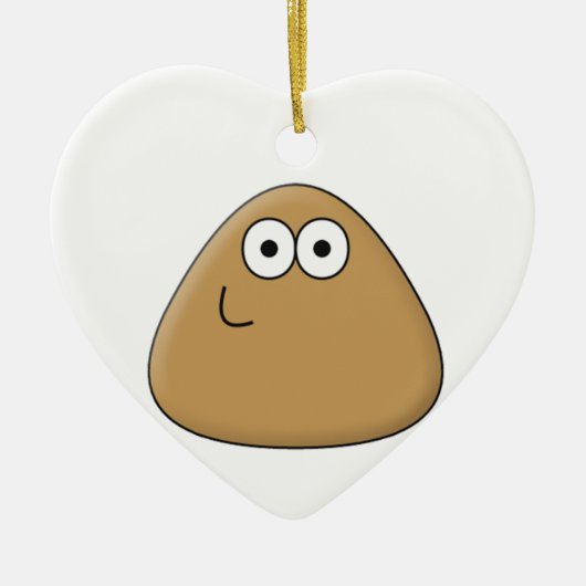 Happy Pou - Herzdekoration Keramik Ornament (Vorne)