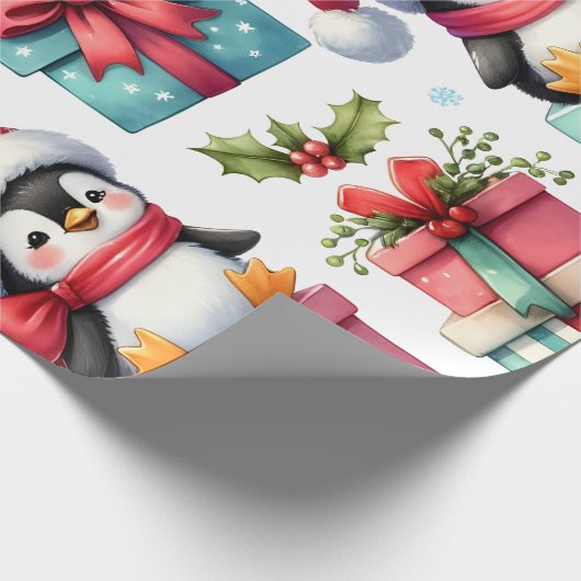 Happy Present Pinguins Wrapping Paper Geschenkpapier (Ecke)