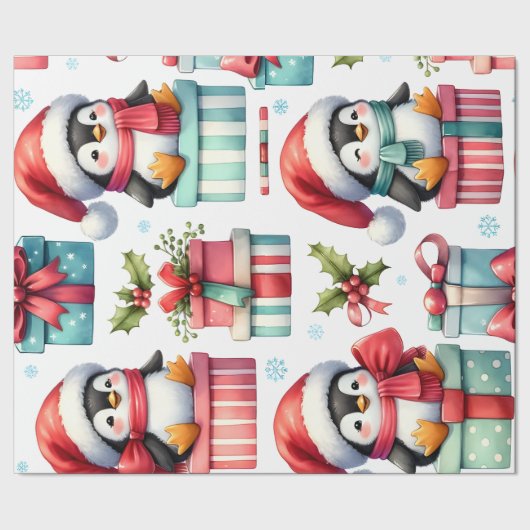 Happy Present Pinguins Wrapping Paper Geschenkpapier (Saum)