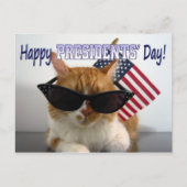 Happy President' Day Cool Cat with Flag Postcard Postkarte (Vorderseite)