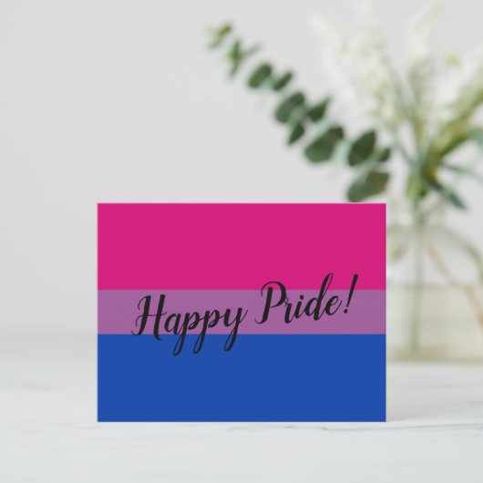 Happy Pride Bisexual Flag Postkarte (Stehend Vorderseite)