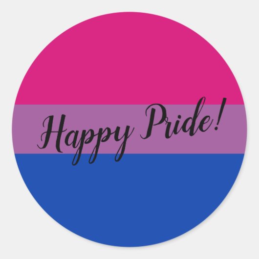 Happy Pride Bisexual Flag Runder Aufkleber (Vorderseite)