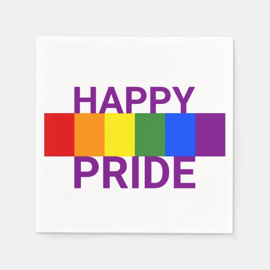 Happy Pride Bold Rainbow Flag Party Serviette (Vorderseite)