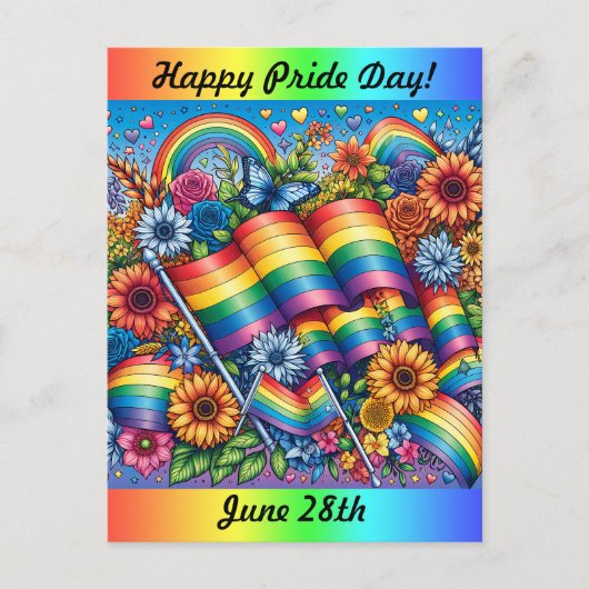 Happy Pride Day | 28. Juni Rainbow Postkarte (Vorderseite)