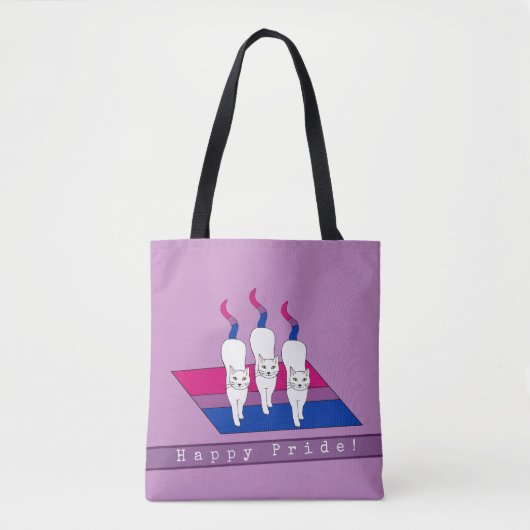 Happy-Pride-Katzen mit bisexueller Flagge Tasche (Vorderseite)