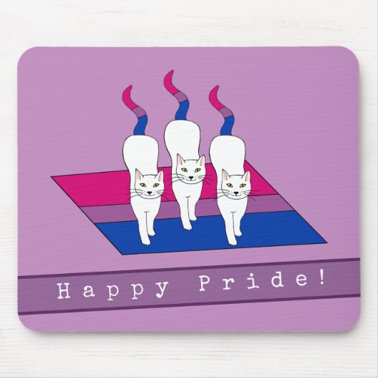 Happy Pride Katzen mit bisexueller Stolperflagge Mousepad (Vorne)