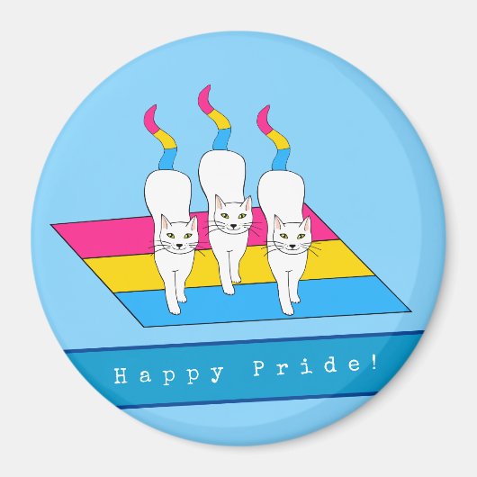 Happy-Pride-Katzen mit Pansexual Flag Magnet (Vorne)