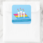 Happy Pride Katzen mit Pansexual Flag Quadratischer Aufkleber (Tasche)