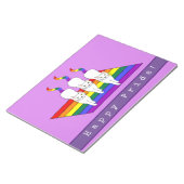 Happy-Pride-LGBT-Katzen mit Regenbogenflagge Notizblock (angewinkelt)